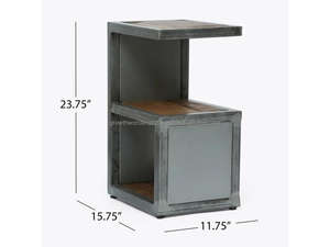 Table d'appoint industrielle moderne en forme de C avec structure métallique et plateau en bois, table de chevet, table d'appoint de canapé pour salon et chambre 2026 - Product Image 6