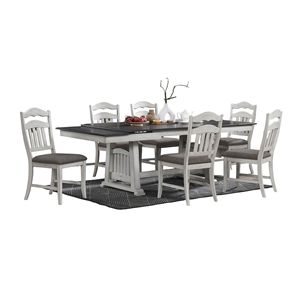 Tavolo da Pranzo Contemporaneo Monoblocco con 2 Prolunghe, Finitura Bianco Antico e Grigio per Cucina e Sala da Pranzo - Product Image 3