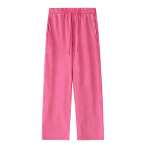 กางเกงวอร์มทรงตรงขาบาน ยูนิเซ็กซ์ ผ้าฝ้าย 100% สวมใส่สบาย ระบายอากาศได้ดี คุณภาพสูง สไตล์เรโทร ลุคซักย้อนยุค เอวยางยืดสำหรับผู้ชาย รับผลิตแบบ OEM - Product Image 3