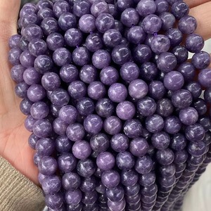 Perles rondes lisses en Lépidolite en vrac pour la fabrication de bijoux et de bracelets - Product Image 1