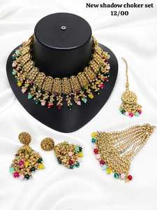 Ensemble de colliers ras-de-cou élégants en laiton de haute qualité, plaqués rhodium et ornés de zircons, pour mariée, fiançailles, mariage, anniversaire, fête, cadeau, style ethnique et mode - Product Image 1