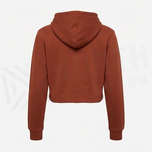 Hot Selling Girls Custom Logo 100 Cotton Customized Color Block <b>Thin</b> Pullover Crop Top <b>Hoodie</b> For Woman Casual Wear Tops - Product Image 2