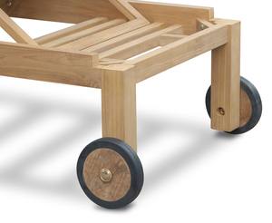 Chaise longue Rania en teck massif de haute qualité avec coussin et finition naturelle pour usage extérieur - Product Image 6