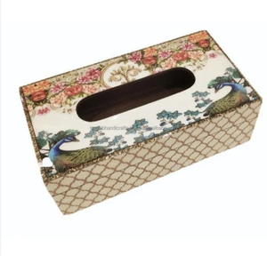 Boîte à mouchoirs en MDF émaillé faite à la main avec couvercle imprimé pour usage domestique et commercial en provenance d'Inde - Product Image 1