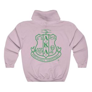 Sudadera con Capucha Rosa Claro AKA con Estampado de Escudo Verde, Sudadera de Forro Polar Unisex para Hermandades Griegas, OEM ODM - Product Image 2