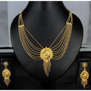 Parure de bijoux collier avec boucles d'oreilles en laiton plaqué or pur parure de bijoux collier design haute qualité Émirats arabes unis Dubaï - Product Image 4