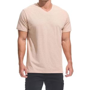 T-shirt décontracté léger à col en V pour homme, en coton, à manches courtes, personnalisable pour la vente en gros sous marque privée - Product Image 3