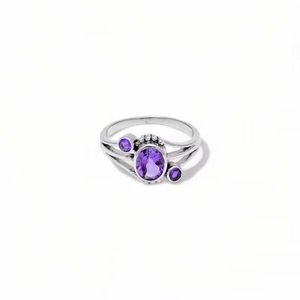 Anillo de Plata de Ley 925 con Amatista y Peridoto, Anillo Delicado Hecho a Mano con Múltiples Piedras Preciosas, Joyería Fina para Mujer, Venta al por Mayor - Product Image 6