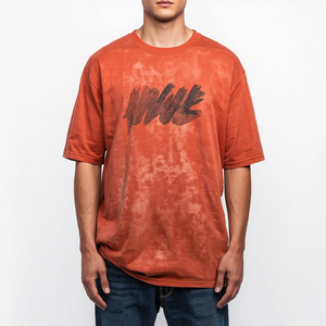 T-shirt graphique surdimensionné en coton épais délavé couleur rouille pour homme – Qualité supérieure, style vintage décontracté - Product Image 1