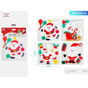 Pegatinas Navideñas para Ventanas, 12 Hojas, Diseños de Gel Adhesivo, Papá Noel, Muñeco de Nieve, Copos de Nieve, Renos, para Ventanas y Espejos - Product Image 2