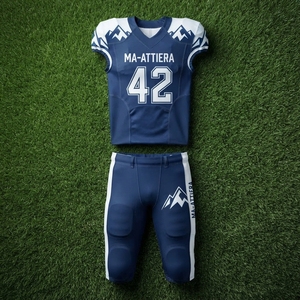 Ensemble de maillot et pantalon rembourrés personnalisés pour uniforme de football américain bleu marine et blanc – Tenue de sport pour équipe - Product Image 5