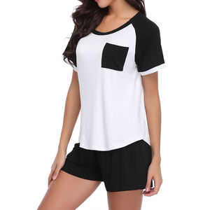 ชุดเซ็ตเสื้อยืดและกางเกงขาสั้นผู้หญิงคุณภาพดี ดีไซน์ใหม่ สีพื้น ทรงปกติ ปักลาย ผ้าฝ้าย 100% เหมาะสำหรับใส่ลำลอง - Product Image 5