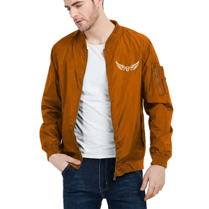 <b>Men's</b> Black <b>Thin</b> Collarless Bomber <b>Jacket</b> with Logo Zipper Front Casual Windproof Polyester Outerwear Spring Style - Product Image 6