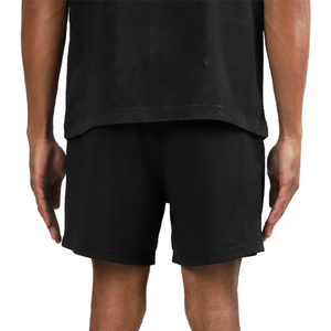 Men's Black Quick Dry Bermuda Shorts Elastic Waist Casual Solid Color Polyester Sports Shorts - Product Image 3