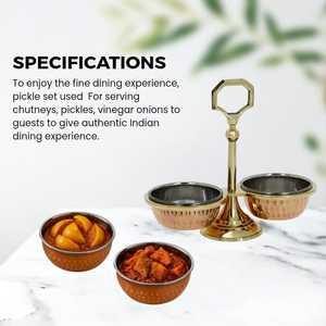 Vaisselle de cuisine en cuivre et acier, design moderne poli, écologique, 3 pièces, avec logo personnalisé, bols à cornichons - Product Image 3