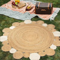 Tapis de pique-nique en coton AYUSH, pliable, tissé à la main, pour l'extérieur, écologique, antidérapant, adapté aux animaux domestiques, avec un dos en jute, rembourré et épais
