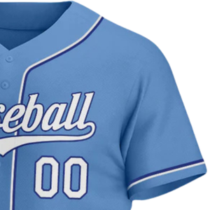 Camiseta de Béisbol Azul Claro y Blanca para Hombre, Uniforme de Equipo con Botones, Transpirable, Ligera, para Torneos Deportivos - Product Image 4