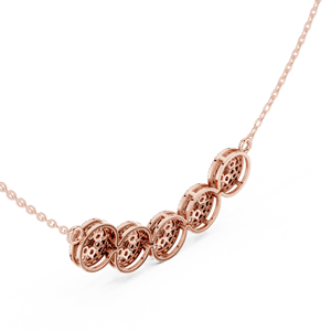 Collier barre à cinq cercles en diamant de laboratoire doré – Pendentif géométrique à multiples halos horizontaux en diamant, bijoux minimalistes en diamant - Product Image 6