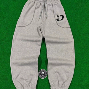 High Quality Custom Unisex Two Tone Color Heavy Weight 100% Cotton Fleece Sweatpants with Embroidery <b>Cuffed</b> <b>Jogger</b> for Men - Product Image 1