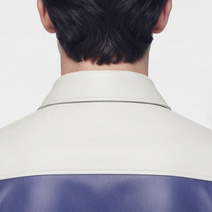 เสื้อเชิ้ตหนังผู้ชายแบบติดกระดุมสำหรับใส่ทำงานกลางแจ้ง เสื้อเชิ้ตหนังผู้ชายแบบติดกระดุมสำหรับใส่ทำงานในออฟฟิศ เสื้อเชิ้ตหนังผู้ชายแบบปกพับได้ - Product Image 5