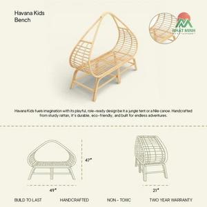 Chaise en rotin pour enfants NhAT Minh, dossier semi-circulaire, design tropical, écologique, utilisation en extérieur - Product Image 5