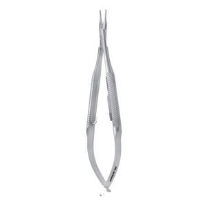 Porte-aiguilles micro Barraquer Troutman de 4 pouces (10,5 cm) en acier inoxydable, instrument chirurgical avec manche rond courbé - Product Image 1