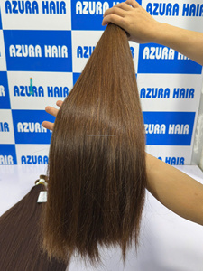 Extensiones de Cabello Humano Virgen Remy de Vietnam, Lisas y Sedosas, Finas en la Parte Superior y Gruesas en la Parte Inferior, Color Marrón, Doble Trama a Máquina, 100% Remy - Product Image 2