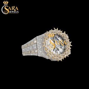 Montre en cuir de luxe de qualité supérieure avec diamants Moissanite pour tenue de cérémonie et usage quotidien, disponible à prix d'exportation - Product Image 2