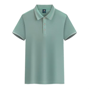 เสื้อโปโลผู้ชายสีขาวเรียบง่าย ผ้าฝ้าย 100% ปักลาย  รับสั่งทำโลโก้ - Product Image 3