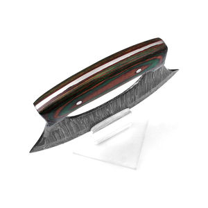 Couteaux Ulu en acier Damas à lame de précision pour hacher les herbes, finition élégante, couteaux de cuisine professionnels en acier Damas Ulu - Product Image 3