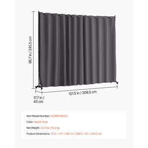 Divisorio Portatile Autoportante con Ruote, Schermo per la Privacy, Tenda Divisoria per Camera da Letto e Ufficio - Product Image 6