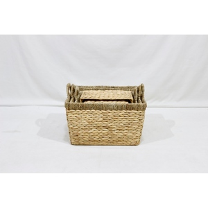 Panier de rangement Artex Dong Thap en jacinthe d'eau naturelle et mélange d'herbe de mer, ensemble d'organisateurs écologiques pour la maison - Product Image 1