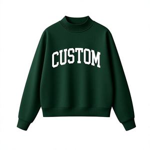 Sweat-shirt à col montant pour femme en coton/polyester polaire, design personnalisé OEM, décontracté, hiver/automne, séchage rapide, anti-plis - Product Image 1