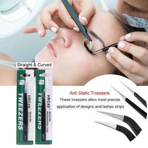Pince à épiler de précision antistatique droite en acier inoxydable de haute qualité pour extensions de cils, réutilisable pour salon - Product Image 2