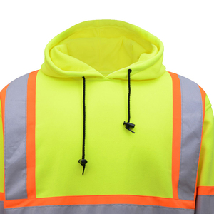 Sweat à capuche haute visibilité en coton respirant grande taille pour homme, avec logo personnalisé, uniforme de travail de sécurité routière, à capuche et manches longues - Product Image 3