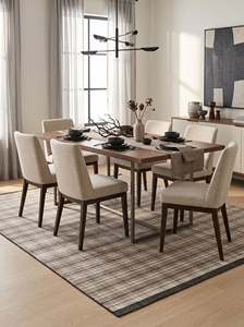 Tapis moderne beige à carreaux en tissage plat |   Tapis contemporain à carreaux pour salon, bureau et intérieurs hôteliers - Product Image 1