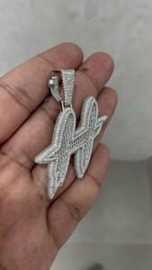 จี้รูปตัวอักษร H แบบ Iced Out ชุบเงิน ประดับเพชรโมอิสซาไนต์ทรงบาแกตต์ VVS  จี้ฮิปฮอป ของขวัญสำหรับทุกเพศ  เครื่องประดับ - Product Image 2