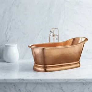 Baignoire autoportante en cuivre pur, artisanale, style vintage antique, baignoire de luxe pour salle de bain - Product Image 3