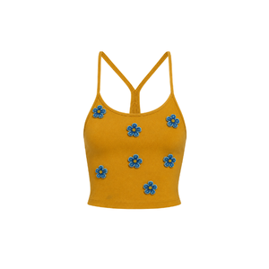 Wholesale Women's Mini V-Neckline Tank <b>Top</b> with Pearl <b>Beaded</b> Decoration Solid Color Spring/Summer Casual Style Women's Tank <b>Top</b> - Product Image 3