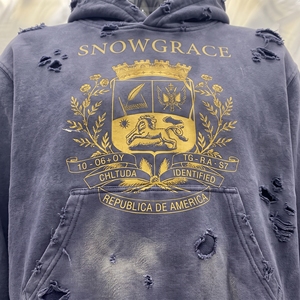เสื้อฮู้ดโอเวอร์ไซส์ผู้ชาย Snowgrace ผ้าฝ้ายเฟรนช์เทอร์รี่ สตรีทแวร์ พิมพ์ลายโลโก้ด้านหน้า เสื้อผ้าสำหรับฤดูใบไม้ร่วง - Product Image 5