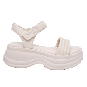 Sandalias de Plataforma Beige Ann's, 6 cm, Suela Gruesa, Piel de Cordero, Sandalias Deportivas, Ajustables con Velcro, Zapatos Cómodos de Verano - Product Image 2