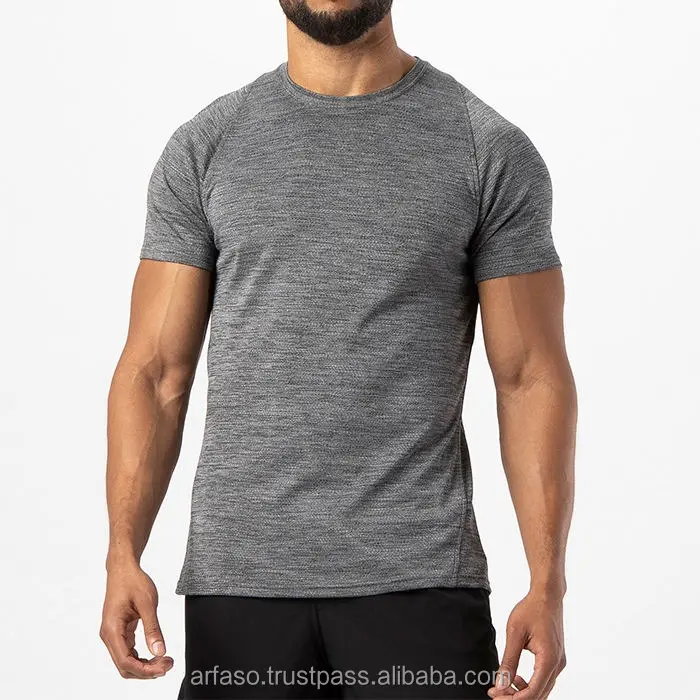 Yansıtıcı soyunma döngü ile erkekler spor T shirt spor gömlek kısa kollu ekip Tee 100% Polyester hafif katyon T-shirt