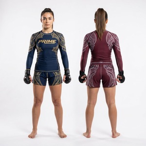 Conjunto de Rashguard de MMA para Mujer Prime, Manga Larga y Pantalones Cortos, Estampado por Sublimación, Ajustado, Transpirable, de Secado Rápido y Elástico - Product Image 1