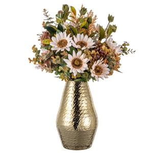 Farmhouse Brass <b>Vase</b> with Hammered Texture Gold Finish Handmade Tabletop <b>Decor</b> for Home Interior for Home <b>Decor</b> - Product Image 3