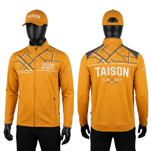Veste d'entraînement de golf pour homme, 240 GSM, polyester et élasthanne, texture marbrée, panneau avant contrastant, manches contrastantes, logo personnalisé, sublimation, broderie. - Product Image 3