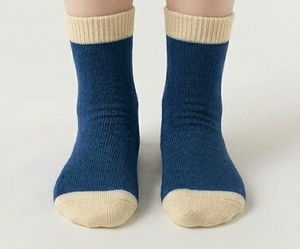 Chaussettes ras du cou pour femme, bleu marine et beige, tricotées, respirantes, couleur unie, usage quotidien, automne, longueur standard - Product Image 2
