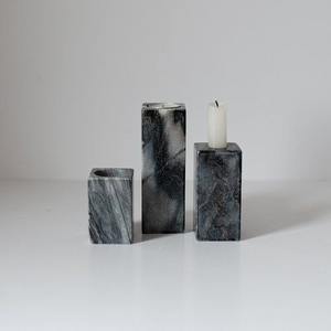 Juego de Portavelas Rectangulares de Mármol Gris Negro de Lujo, Bloque de Piedra Moderno, Adorno Decorativo para Sala de Estar, Mesa de Comedor, Premium - Product Image 1