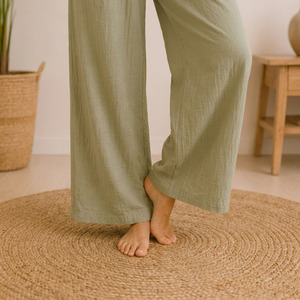 Ensemble de vêtements de détente pour femmes, 100% coton gaze, pyjama écologique, vêtements de nuit pour femmes, style décontracté d'été - Product Image 6