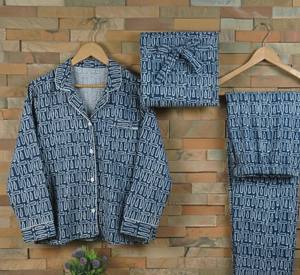 Conjunto de Pijama de Invierno para Mujer, de Algodón Tejido a Mano, Color Índigo, Suave y Sólido |   Ropa de Dormir Hecha a Mano |   Proveedor Mayorista de Ropa de Dormir - Product Image 2