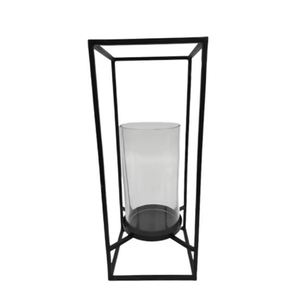 Portavelas de Lujo de Hierro y Vidrio Decorativo con Acabado en Lámina Plateada - Product Image 3
